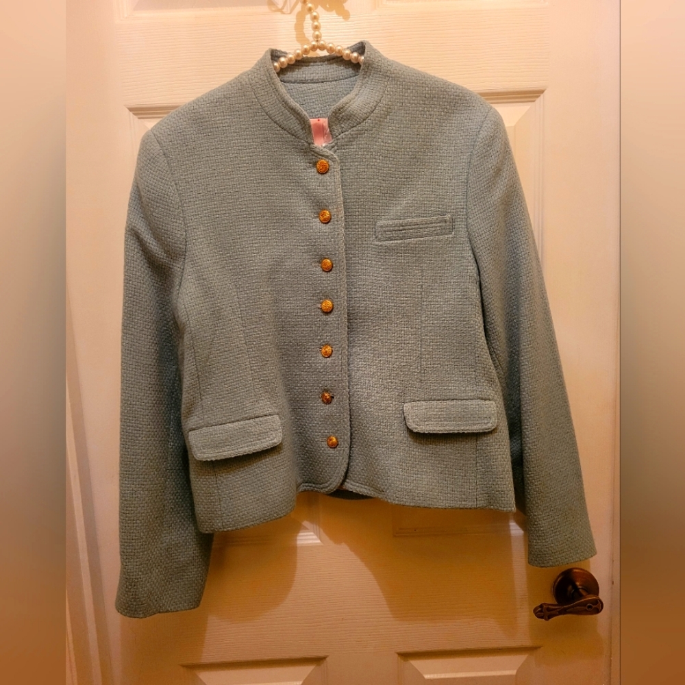 100% Wool VTG Gold Botton Mint Green blazer